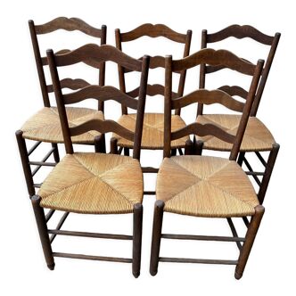 5 Rustic chairs mulched around 1950