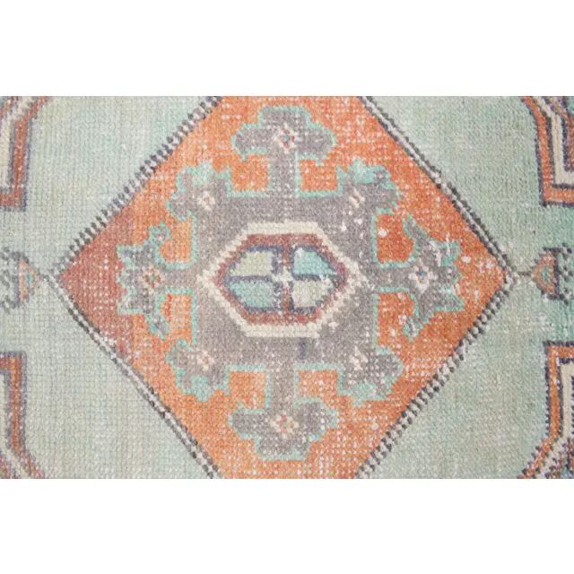 1970s Turkish Oushak Handmade Wool Cotton Orange Area Rug 127x256