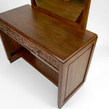 Art deco dressing table in sculpted walnut, france, circa 1930