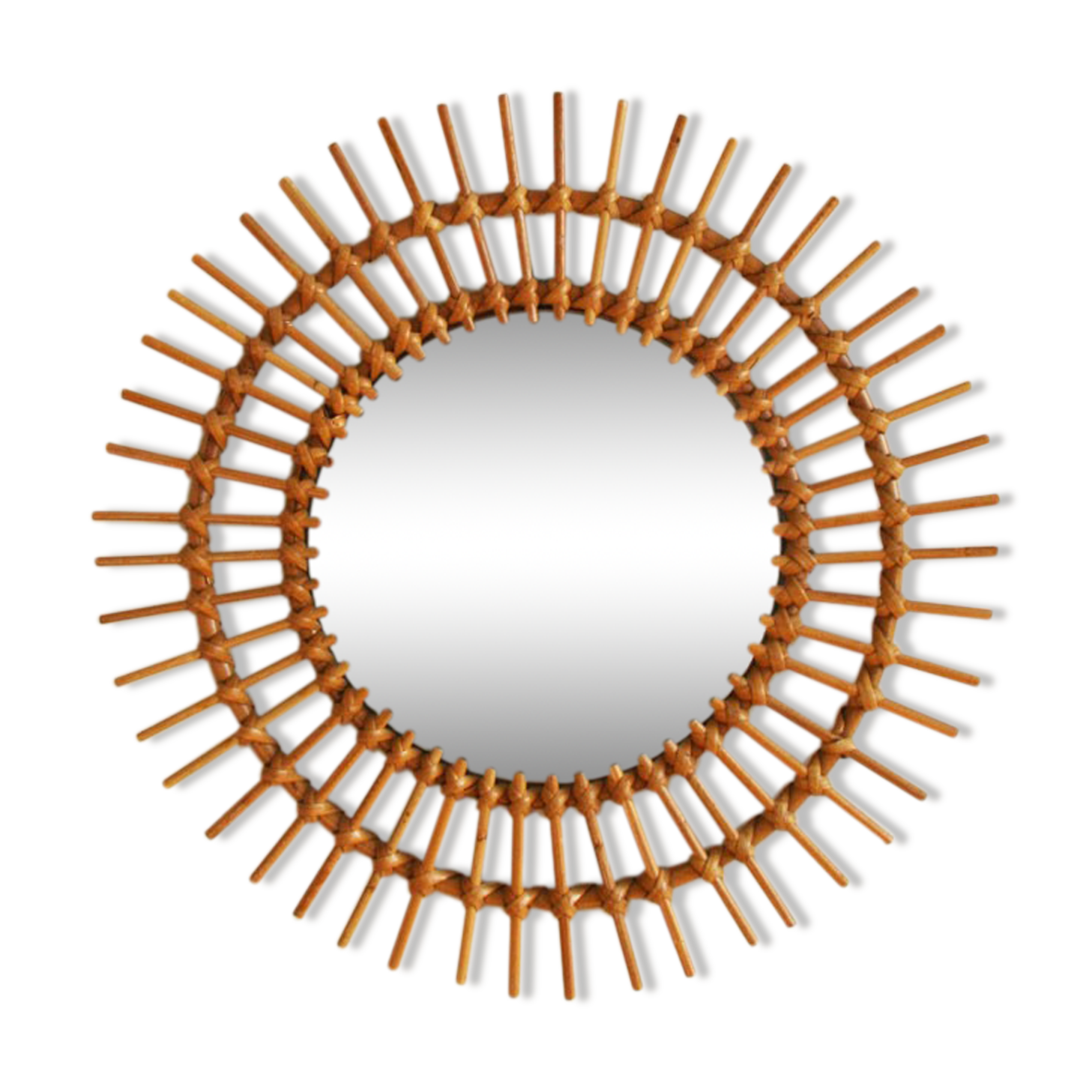 Mirror witch setting sun rattan 1960