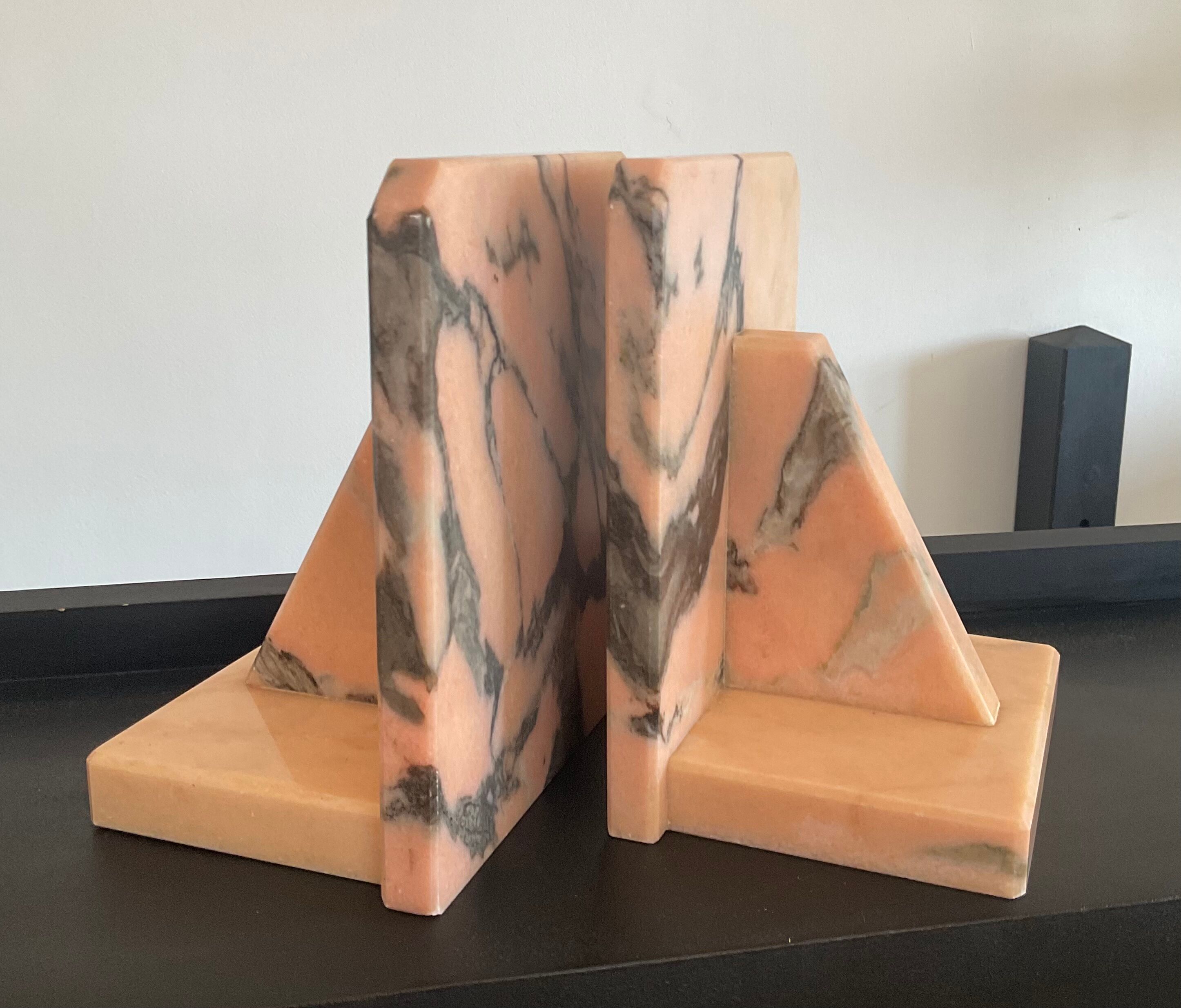 Pair of Art Deco marble bookends