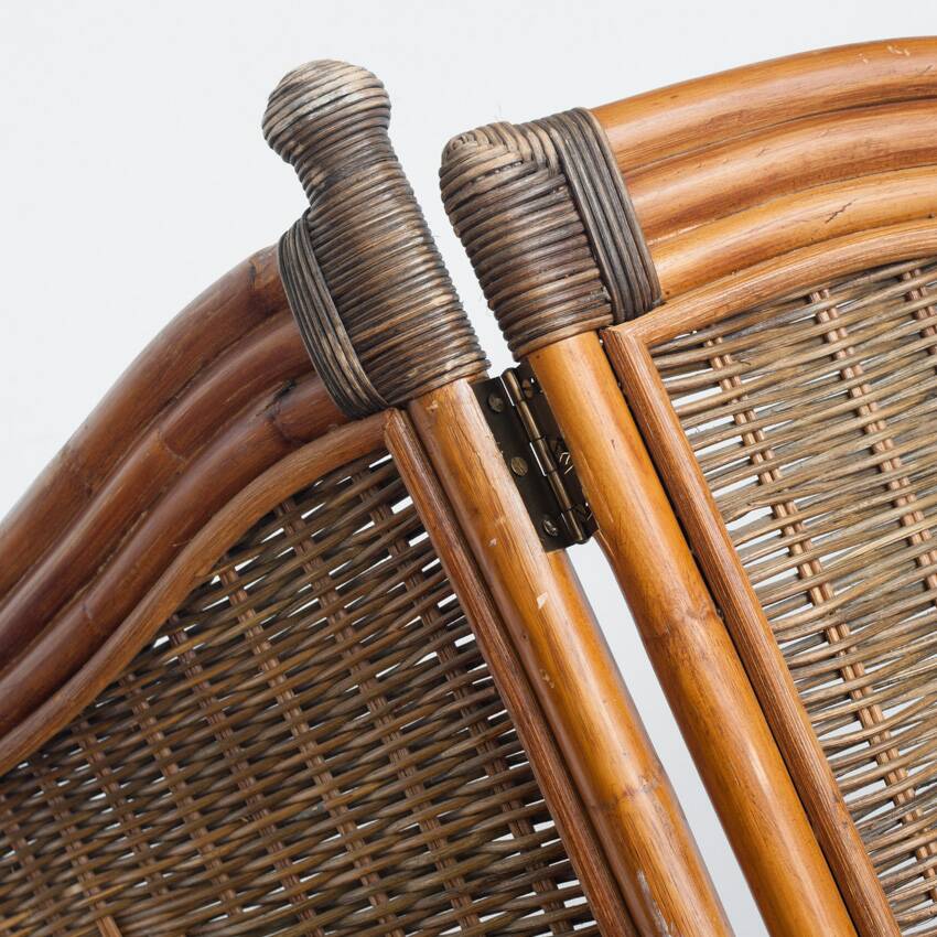 Vintage cane or rattan and wicker room divider. France, 1980s-90s