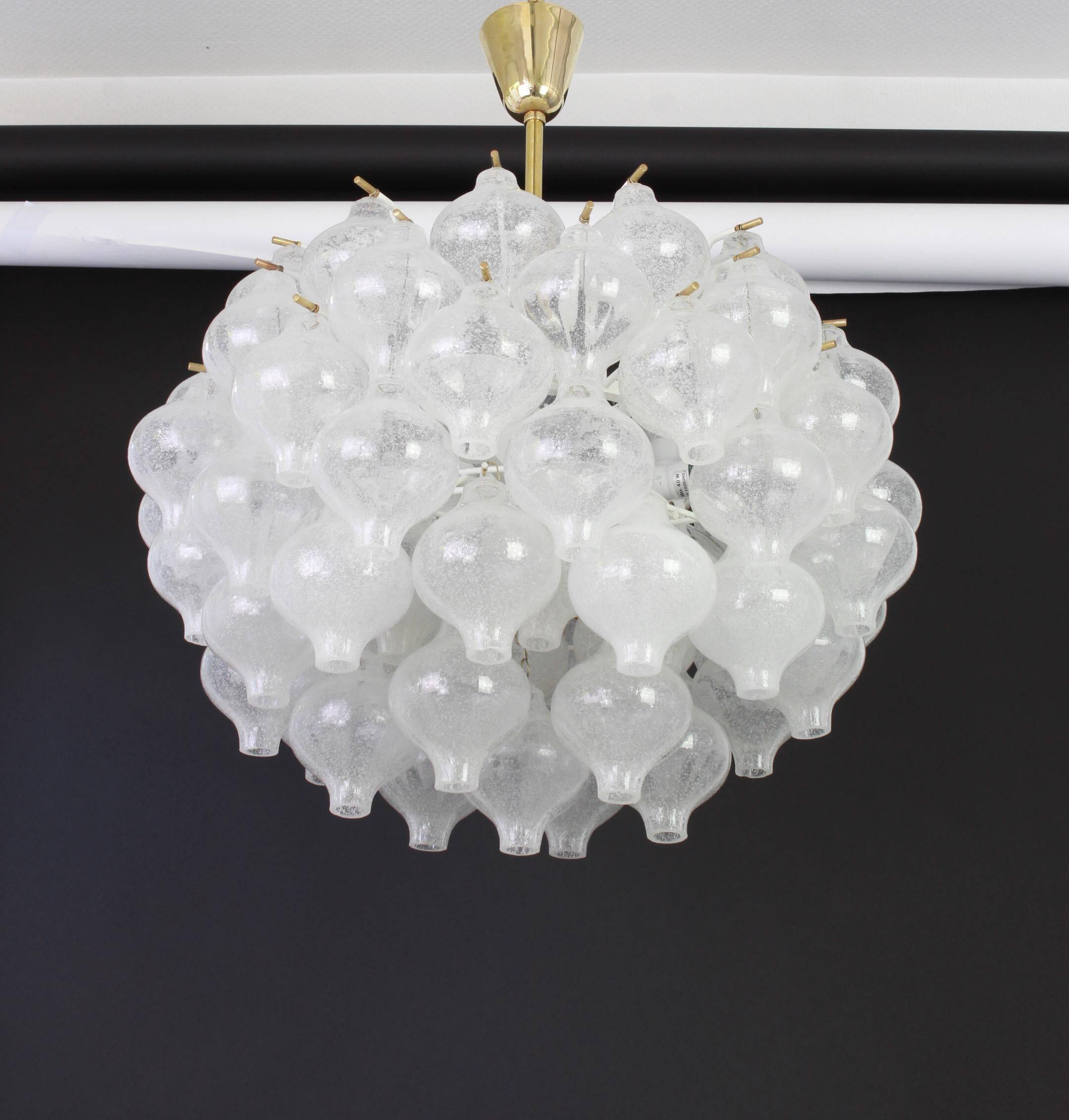 1 of 6 large tulip glass chandeliers by Kalmar, Austria, 1960s