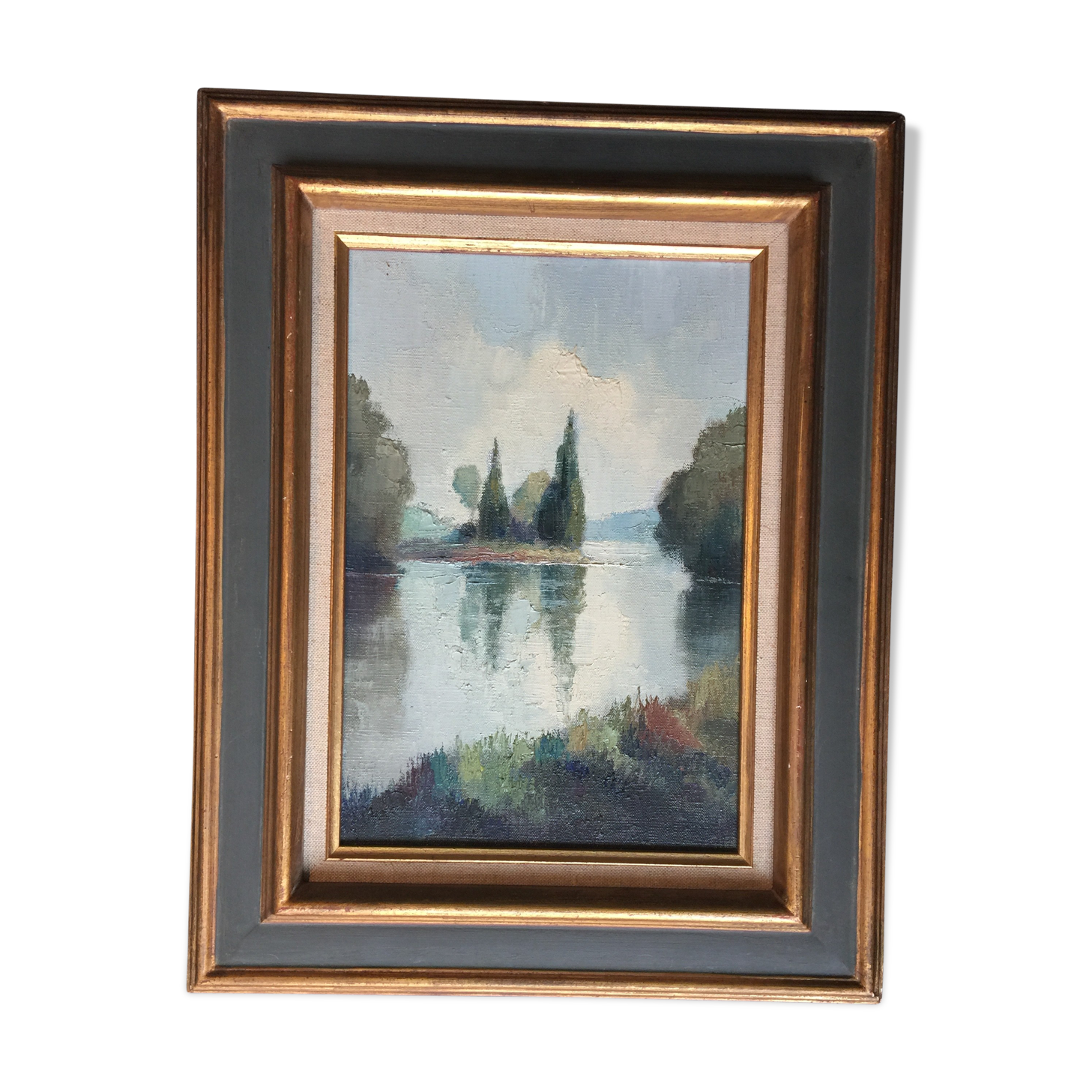 Oil sut canvas "Champagne Island on The Isle-Adam" by FRANCKI