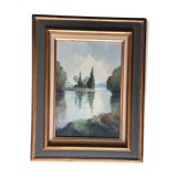 Oil sut canvas "Champagne Island on The Isle-Adam" by FRANCKI