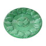Plat vert décor feuilles 32,5 cm