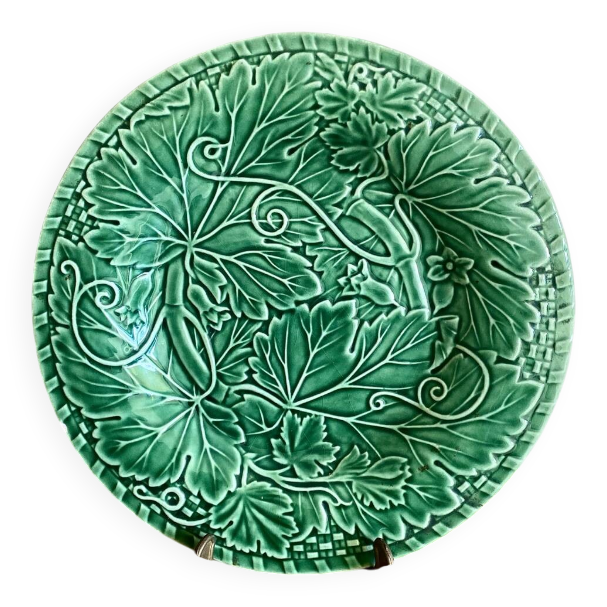Grande assiette bordalo pinheiro feuilles verte