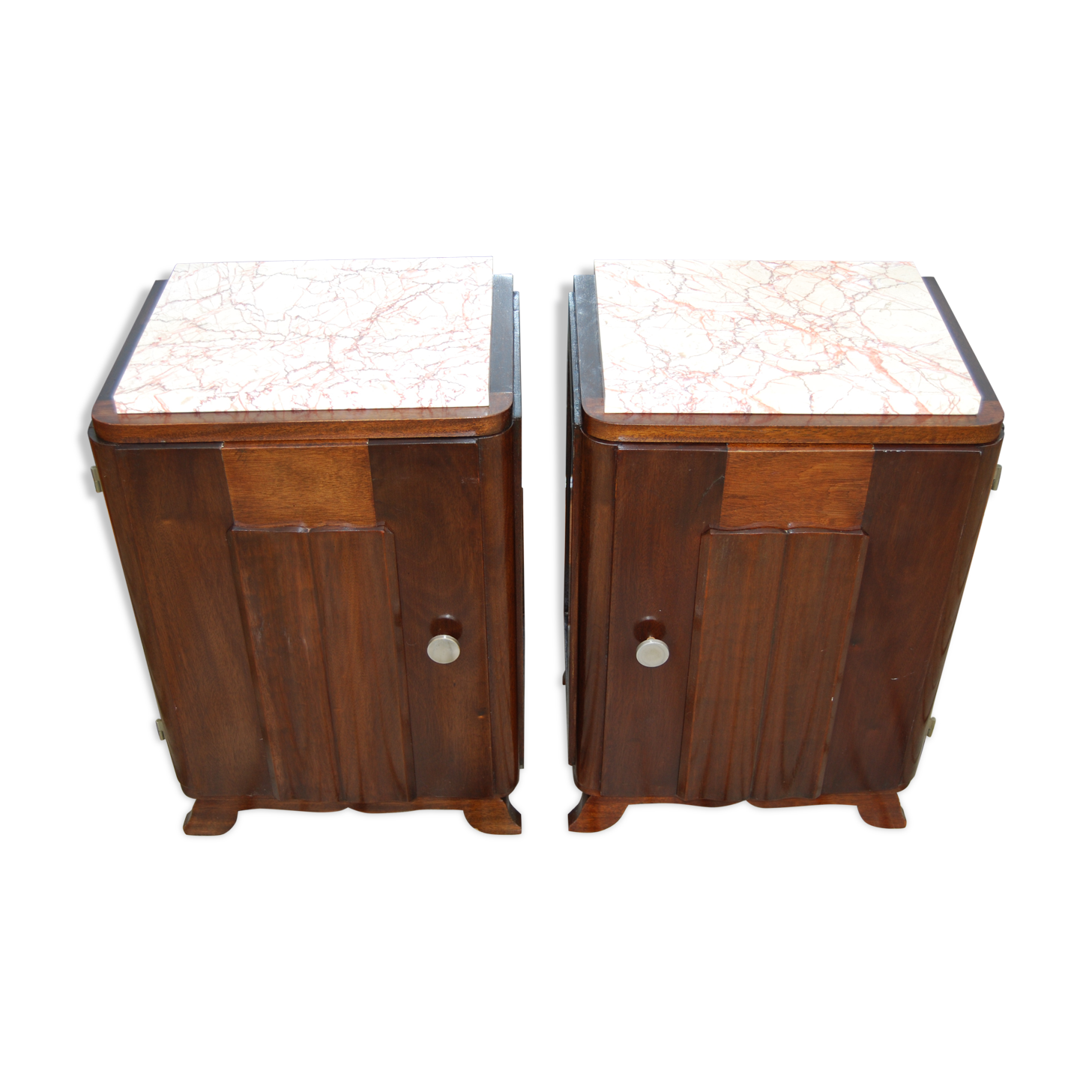 Pair of Vintage 1940 bedside tables with marble.