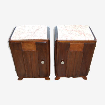 Pair of Vintage 1940 bedside tables with marble.