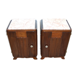 Pair of Vintage 1940 bedside tables with marble.