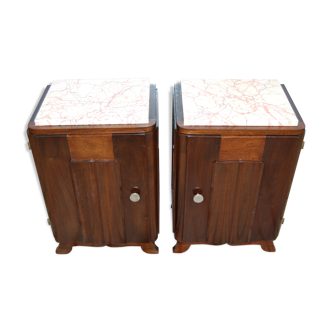 Pair of Vintage 1940 bedside tables with marble.