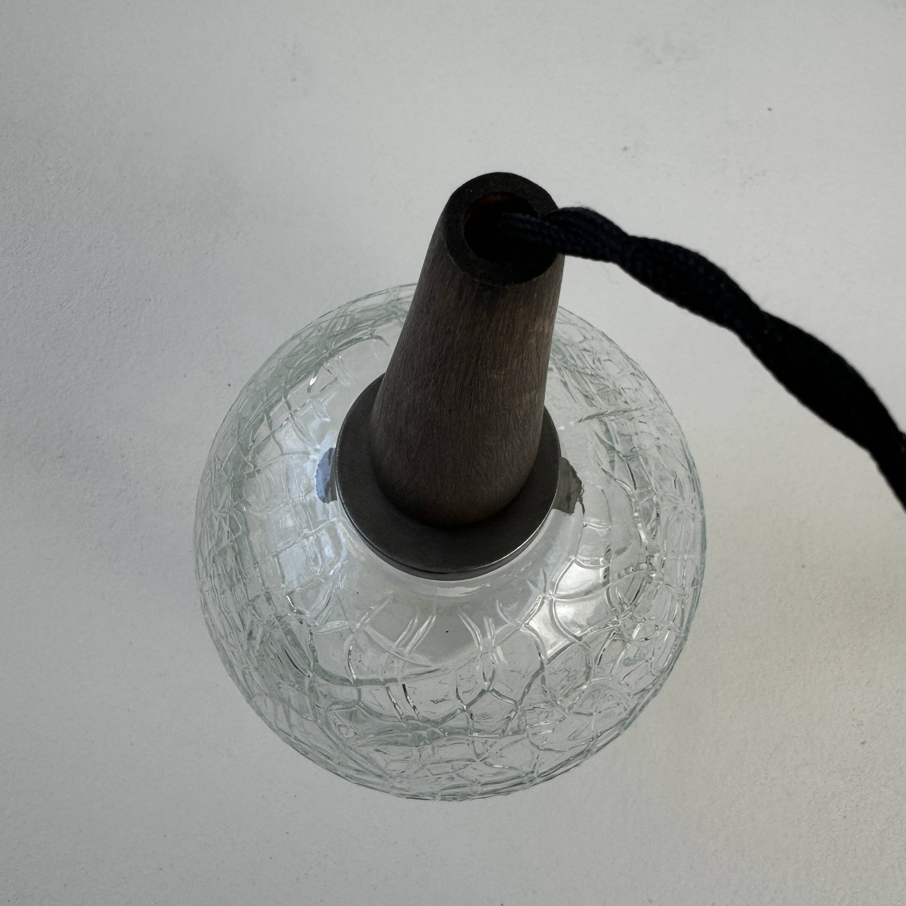 Pair of vintage textured glass pendants
