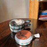 3 Vallauris fondue pots with thistle decoration by Etienne Daniel