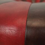 Round Vintage Pouf Brown Red Two-tone Skai Sixties