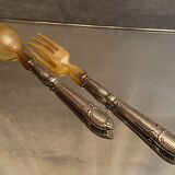 Salad set sleeves in silver decoration row of pearls Louis XVI style