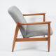 Fauteuil vintage restauré d’origine designer E. Homma, tissu gris