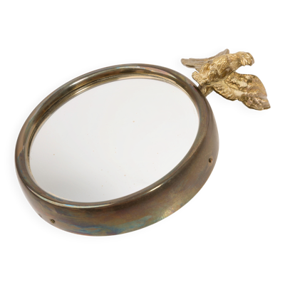 Miroir décoratif unique en or avec aigle, Europe, 1960s