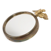 Miroir décoratif unique en or avec aigle, Europe, 1960s
