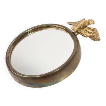 Miroir décoratif unique en or avec aigle, Europe, 1960s
