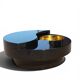 Table basse Willy Rizzo Yin-Yang - Laque, laiton & verre (Circa 70)