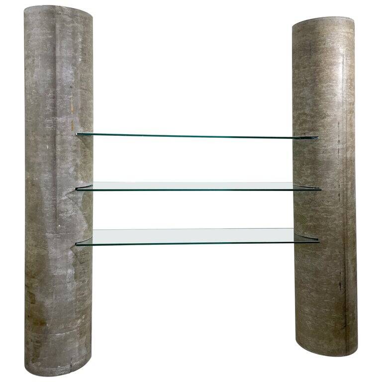 Sculptural brutalist shelf in Eternit fibrociment concrete from the 1980s.