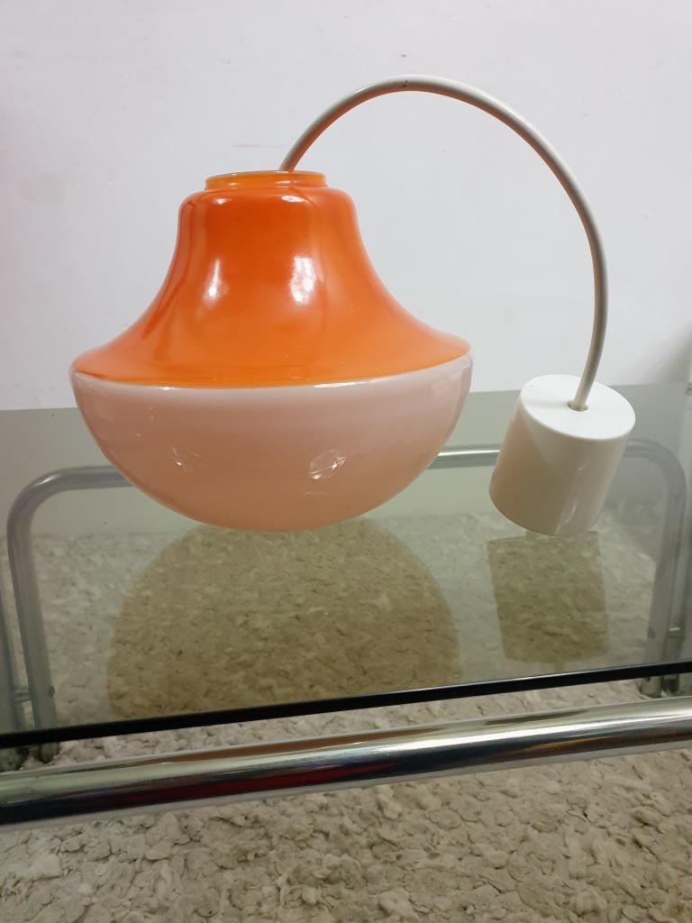 Vintage pendant lamp Orange and white - Vintage chandelier orange and white
