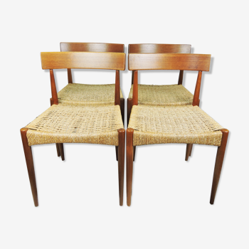 Set of 4 Danish dining chairs by Arne Hovmand-Olsen for Mogens Kold, 1960s