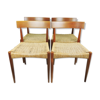 Ensemble de 4 chaises à manger danoises par Arne Hovmand-Olsen pour Mogens Kold, années 1960