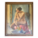 Oil Painting of a Sitting Nude Woman, Framed