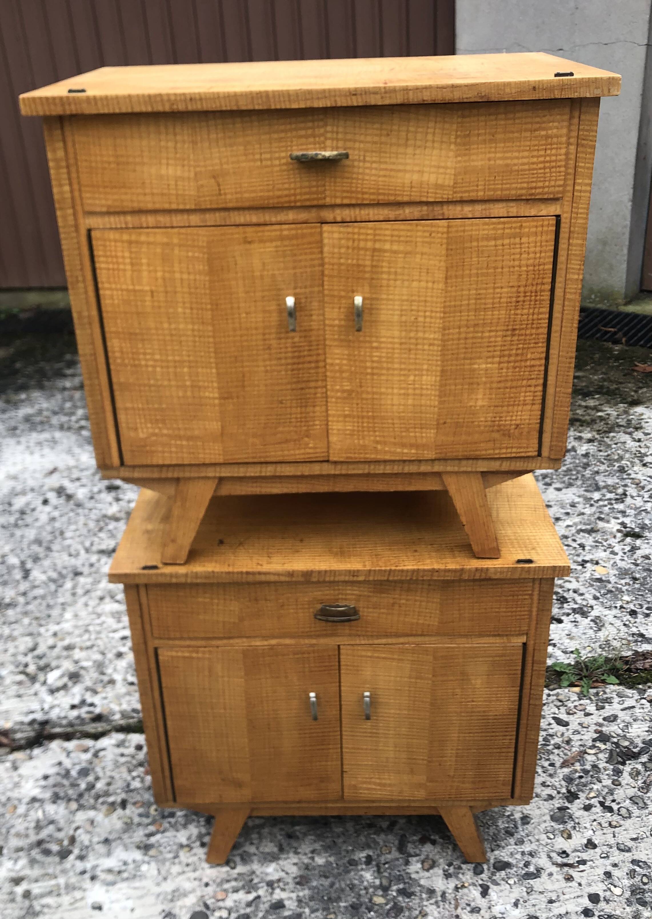 Vintage 60s blond wood bedside tables
