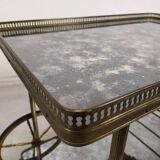 Brass and glass rolling trolley