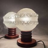 Paire de lampes de table portugaises en bois du milieu du siècle