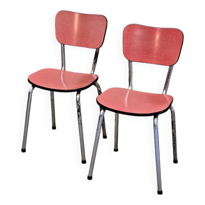 Paire de chaises en formica rose