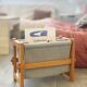 Magazine rack in wood and terry cloth, 1970