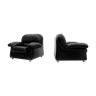 Paire de fauteuils vintage en cuir noir Sormani des années 1970