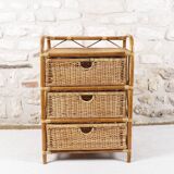 Wicker and rattan chest of drawers with 3 drawers