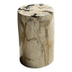 Small white petrified wood side table with black inlay H28 D18 -