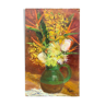 Tableau bouquet de fleurs huile sur carton