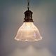 Large Holophane pendant light in clear ribbed glass, 1920-30.