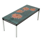 Large Ceramic Tile Table adri Orange Flowers Abstract 109cm