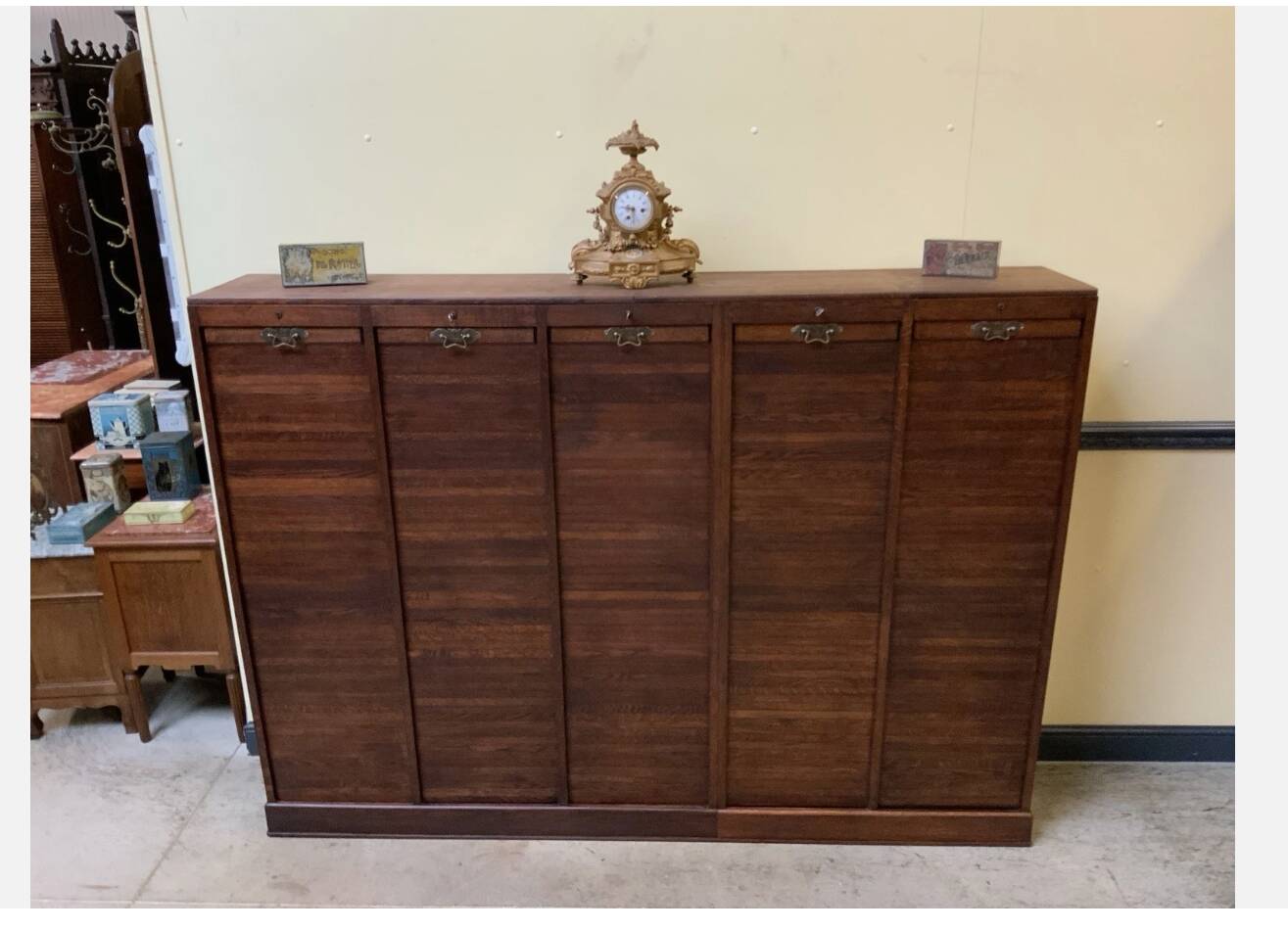 Antique Art Deco roller shutter archive cabinet