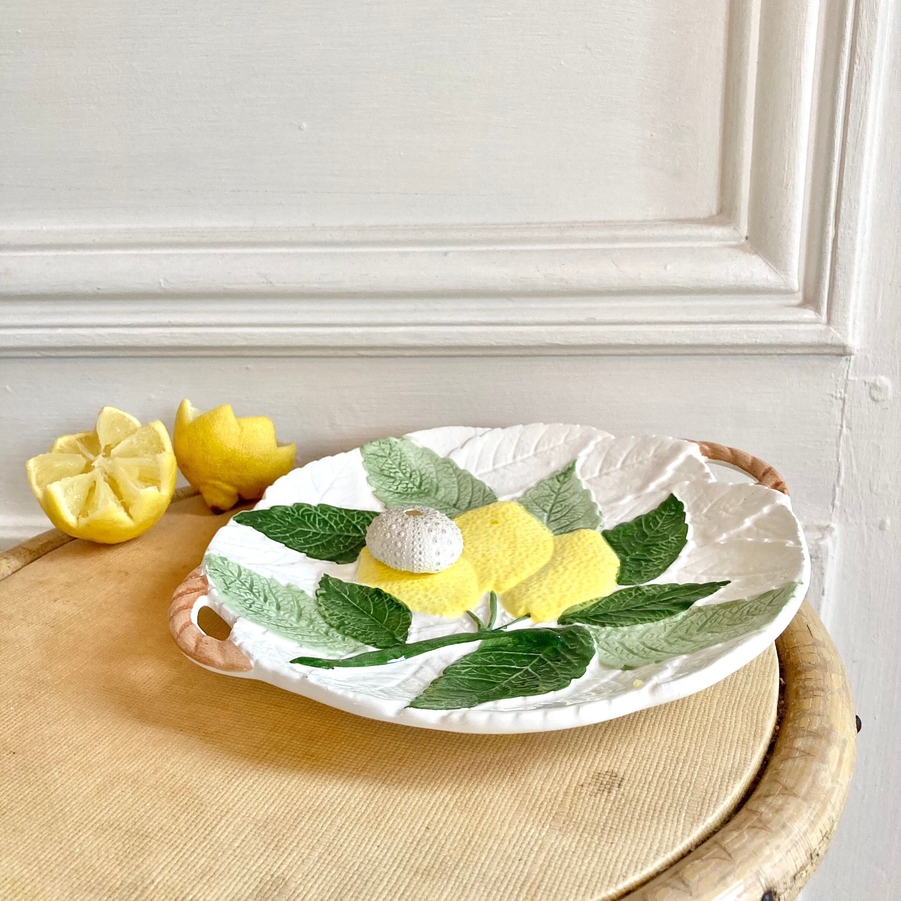 Plat à biscuits barbotine décor citrons