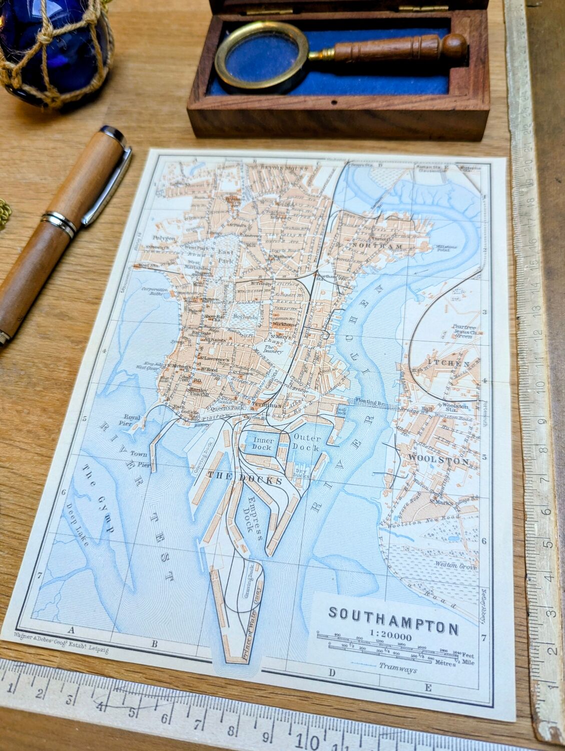 Southampton, England, original map printed in 1913.