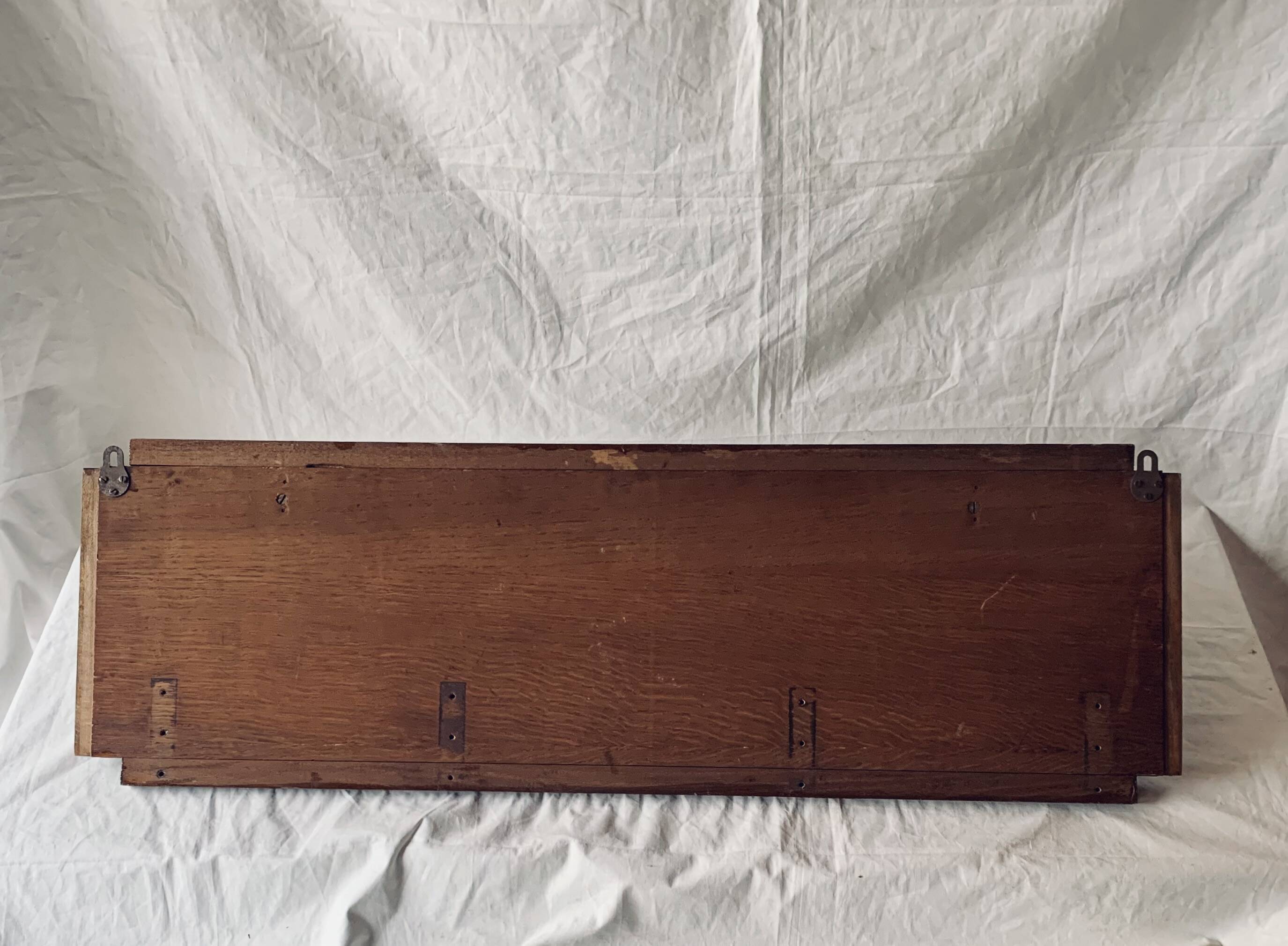 Art Deco wooden hat rack wall shelf with mirror