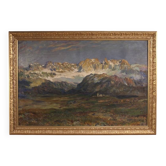 Peinture de paysage de montagne italienne antique signée du 19ème siècle