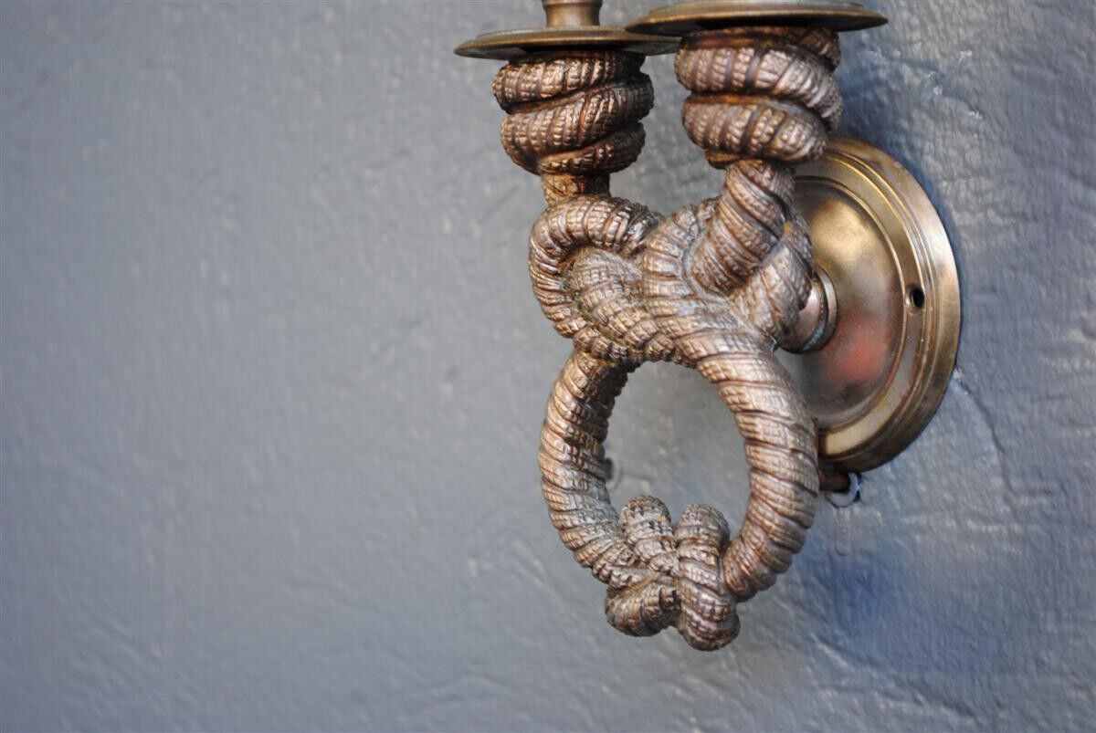 Set of 4 wall ropes tied in bronze silver 1940