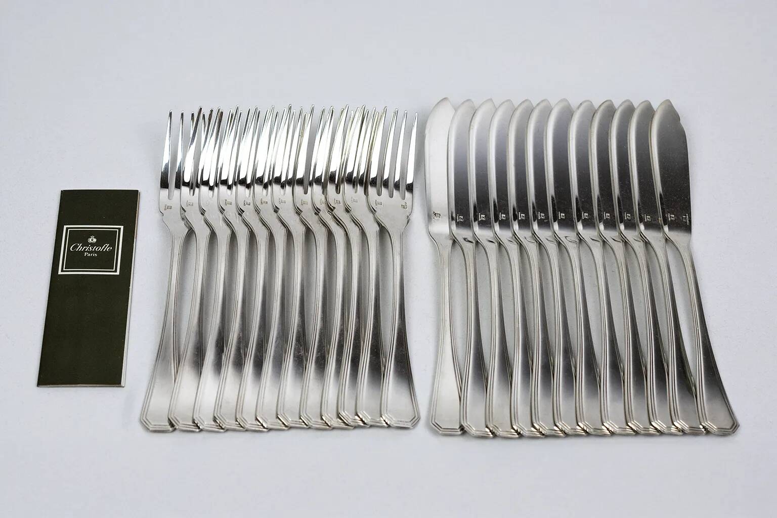 12x2 fish cutlery Christofle America silver-plated, design by Luc Lanel