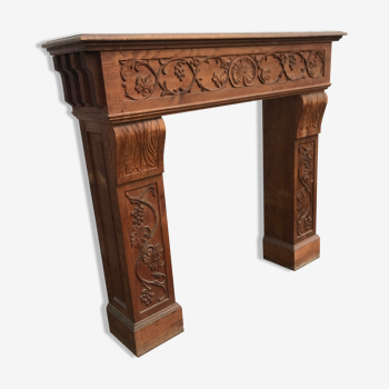Carved wood fireplace
