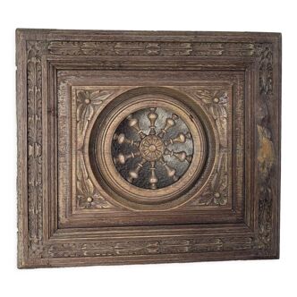 Old closet door, chiseled and openwork collector's woodwork