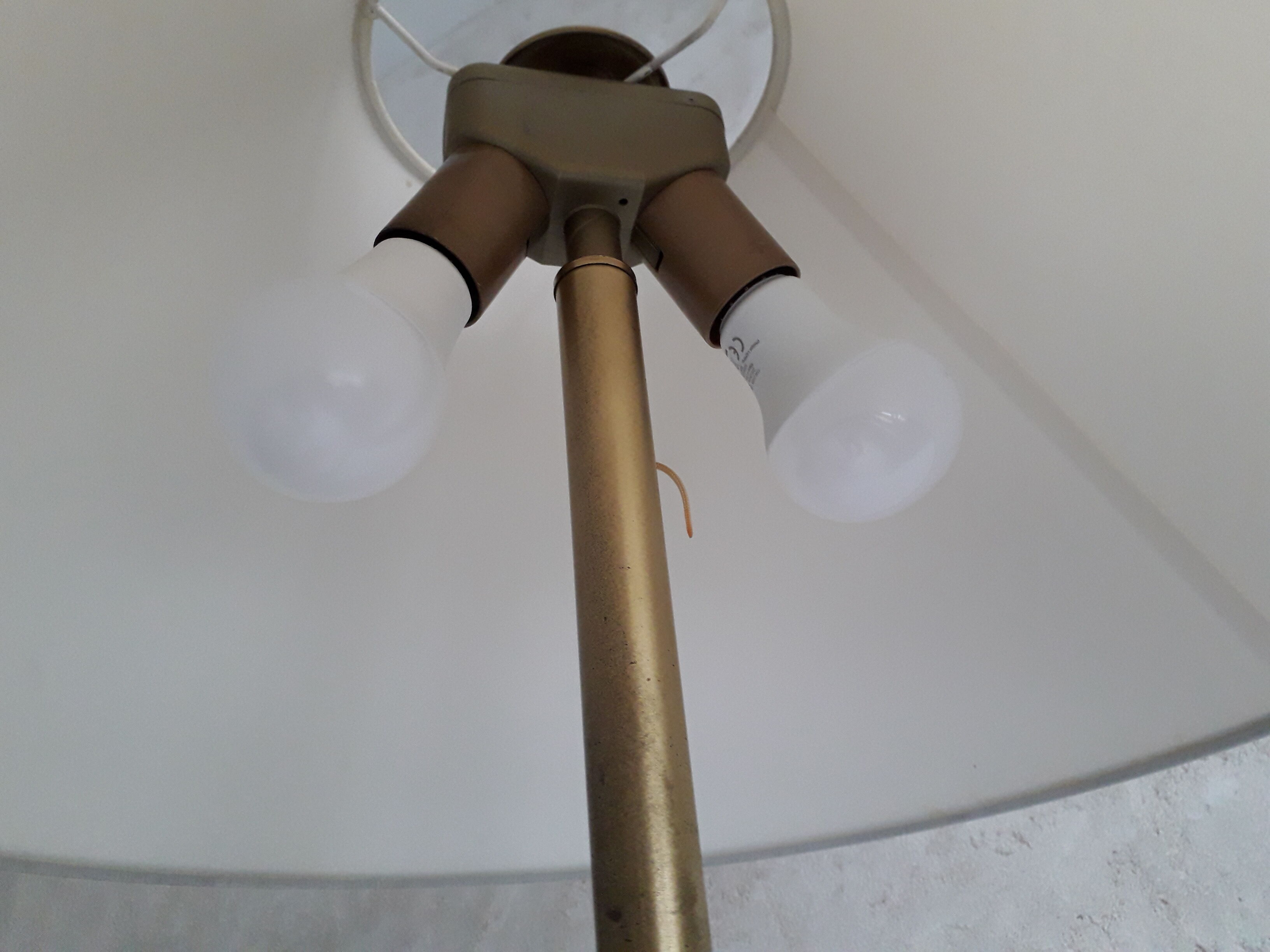 Double lighting brass floor lamp